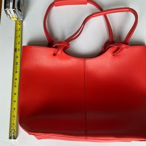 Neiman Marcus Coral Red Pink Classic Tote Bag Shopper Shoulder Bag, New Handbag